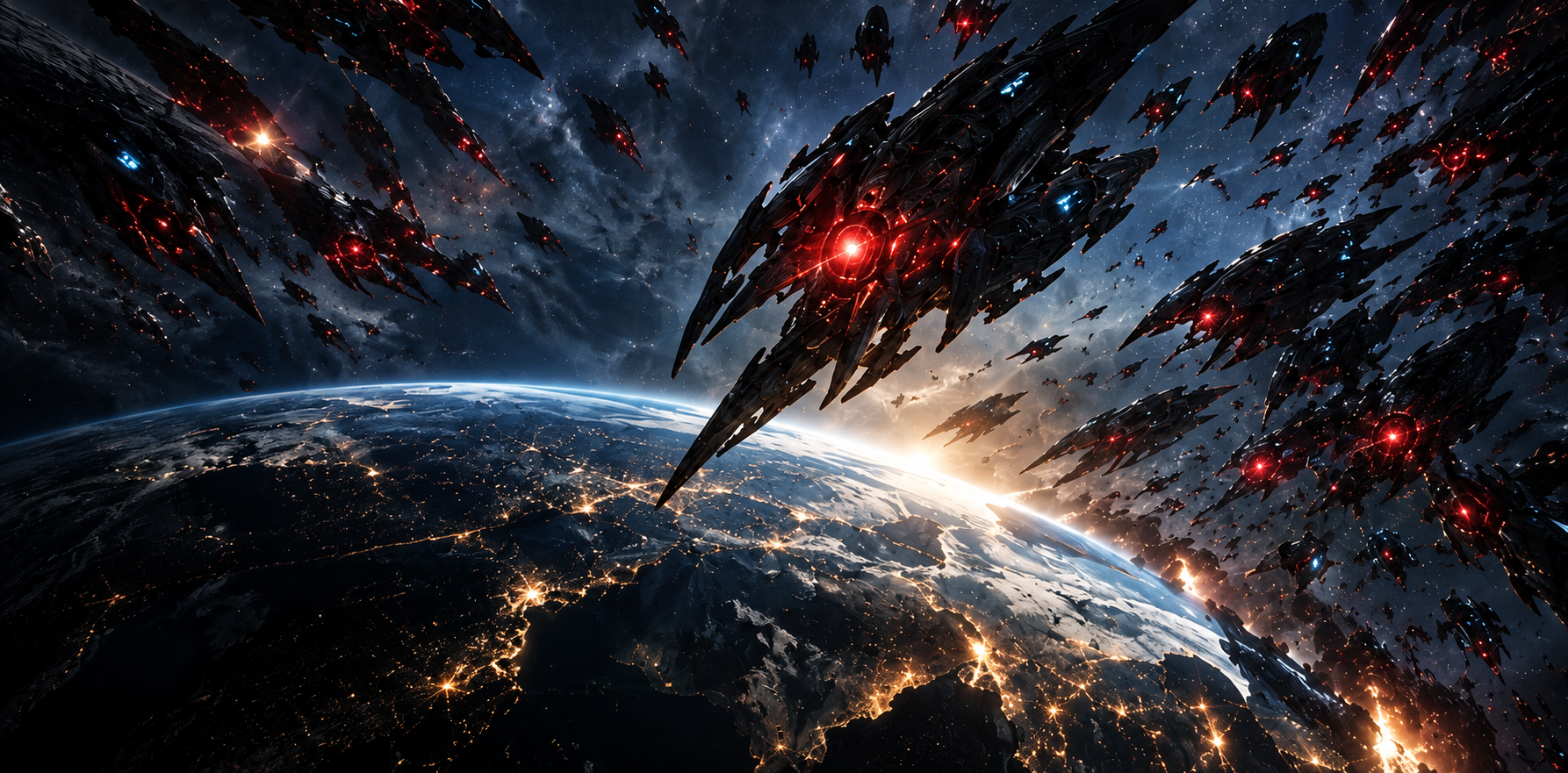 Cyclone alien swarm approaching Earth