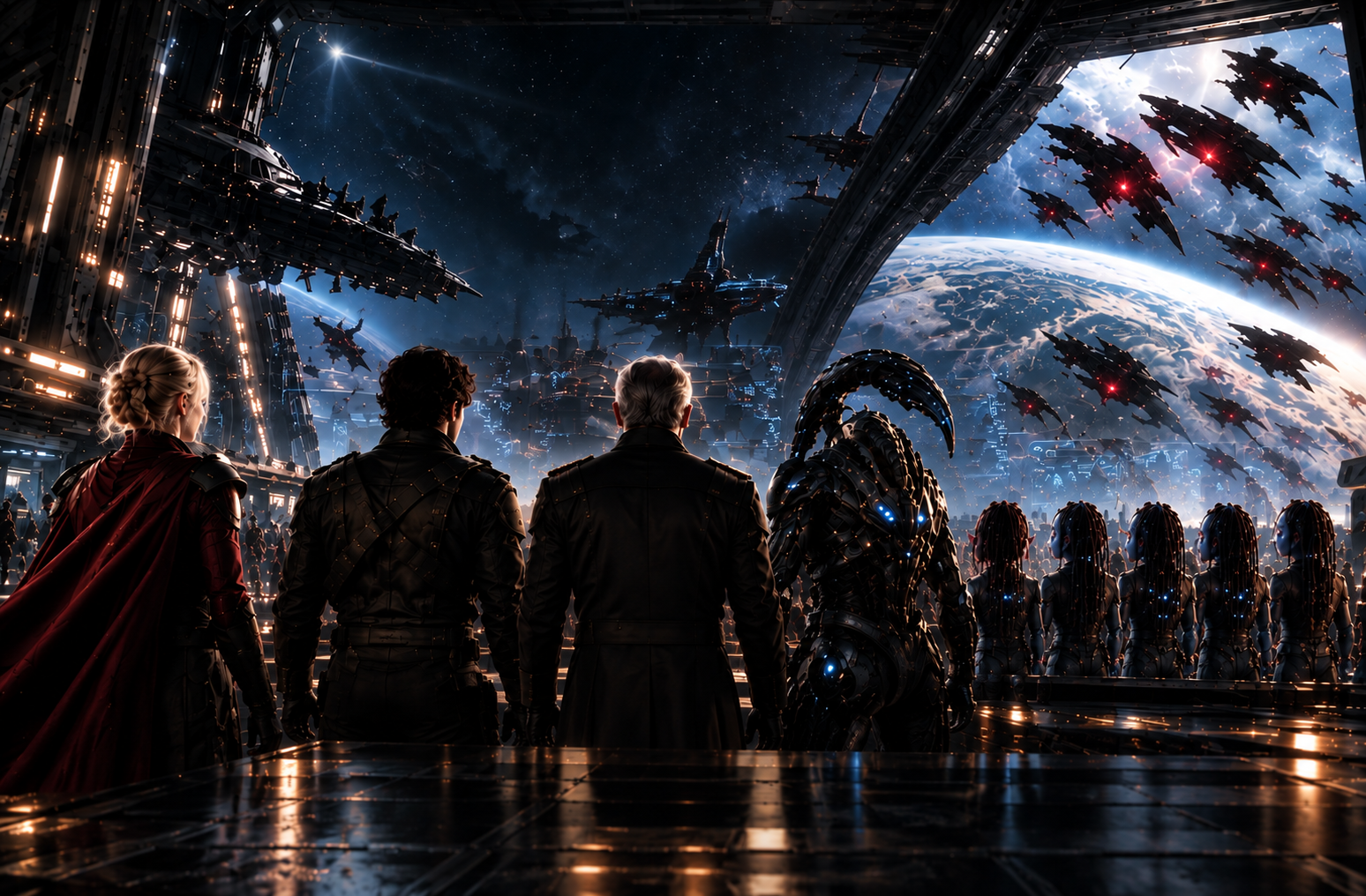 Convoy-21 crew facing the Cyclone swarm from the Ark